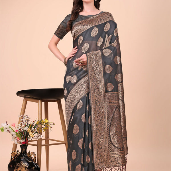 Astita Cotton Black Saree
