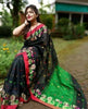Exclusive Collection Black Beautiful Handloom Silk Cotton Saree - Dista