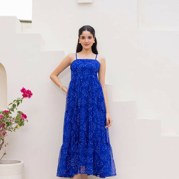 Aayaa Designer crape hand work Multi indo western - Blue