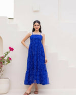 Thumbnail for Aayaa Designer crape hand work Multi indo western - Blue