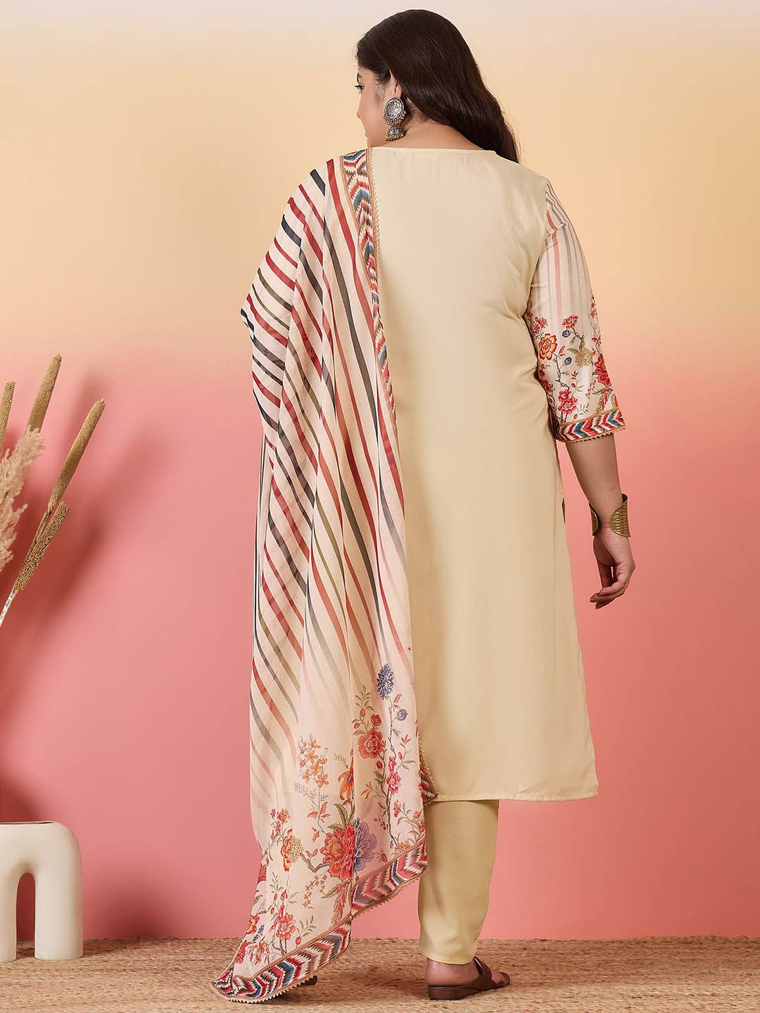 Sztori Women Floral Yoke Design Regular Kurta with Trousers & With Dupatta