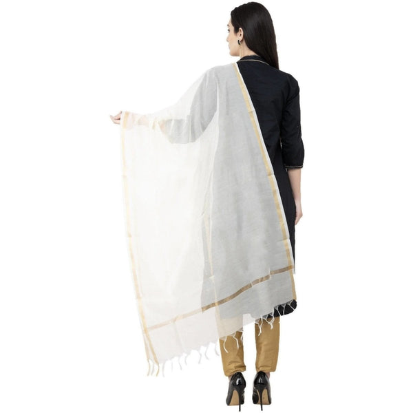 A R SILK Chanderi Piping Regular Dupatta off White Color Dupatta or Chunni