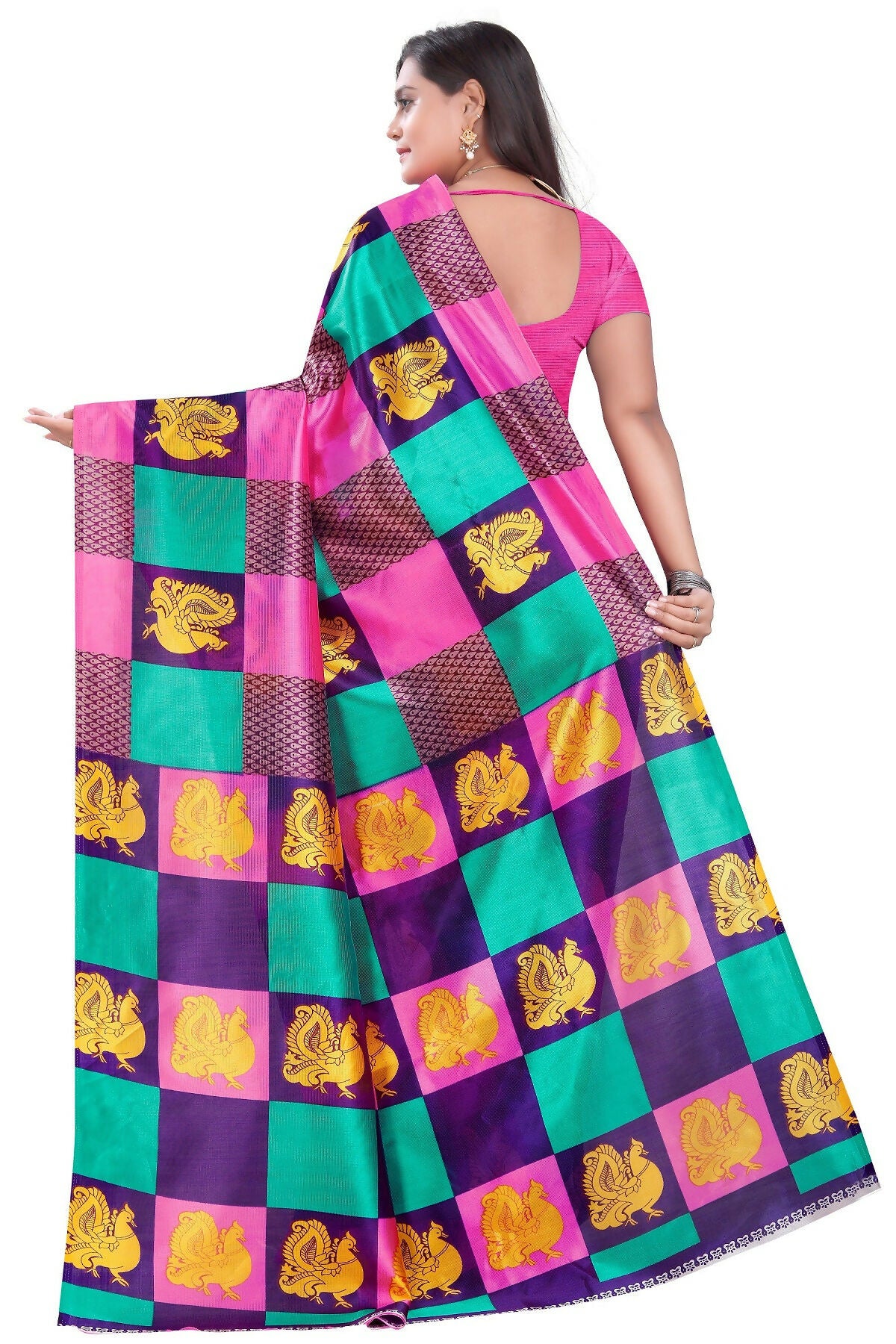Vamika Pink Printed Art Silk Saree - Distacart