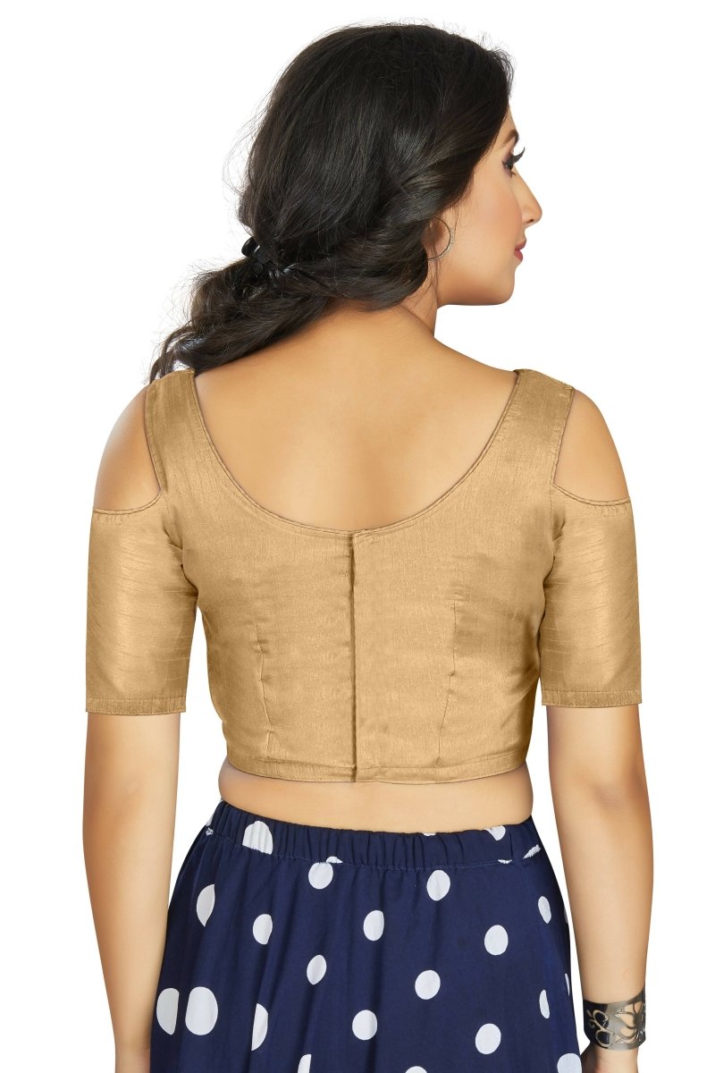 Aastha Fashion Women's Beige Art Silk Cold Shoulder Sleeve Readymade Blouse - Distacart