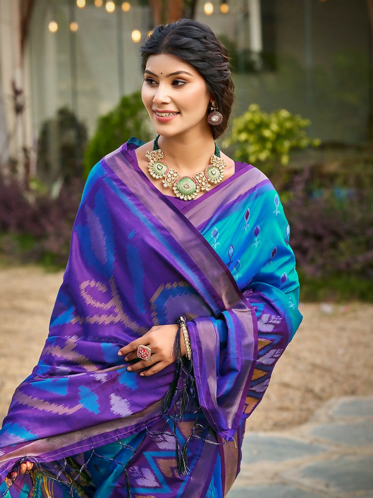Astita Blue Soft Silk Saree - Distacart