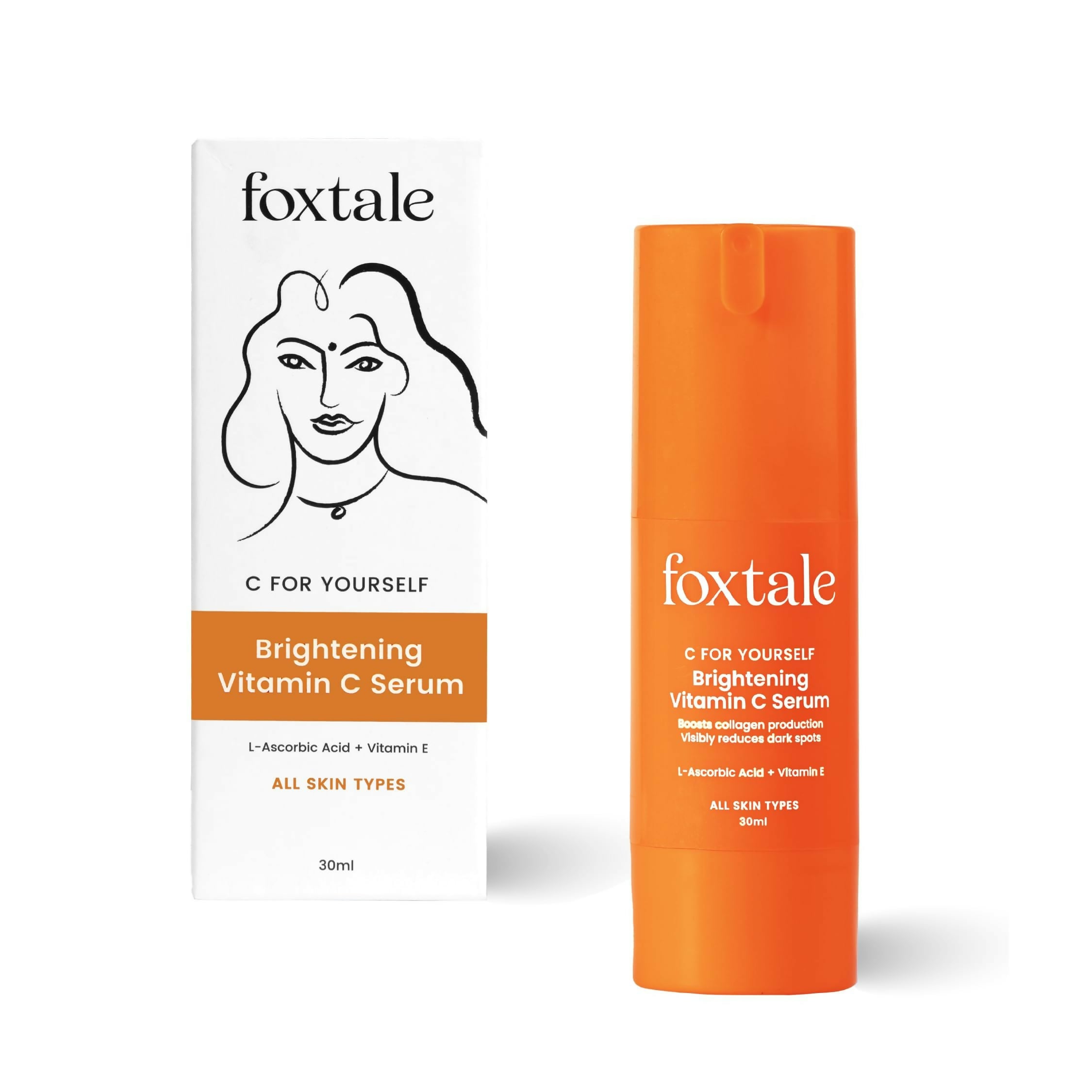 Foxtale Brightening 15% Vitamin C Face Serum With L-Ascorbic Acid And Vitamin E For Glowing Skin For Dark Spots - Distacart