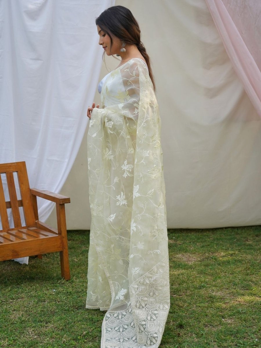 Anouk Floral Gotta Patti Organza Saree - Distacart