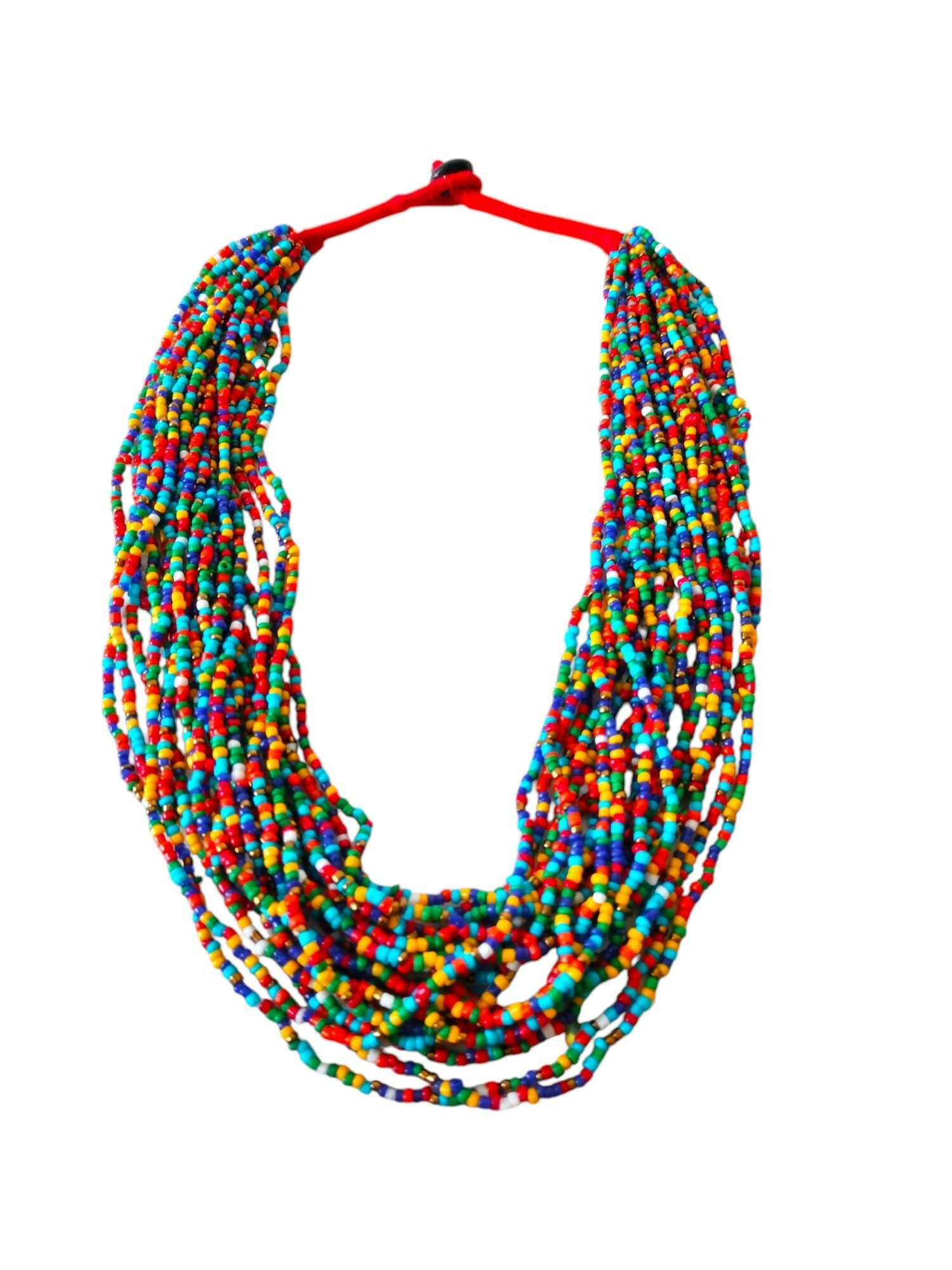 Inhanns Handmade Beaded Multilayer Necklace, 20 Layers - Multi Colour - Distacart