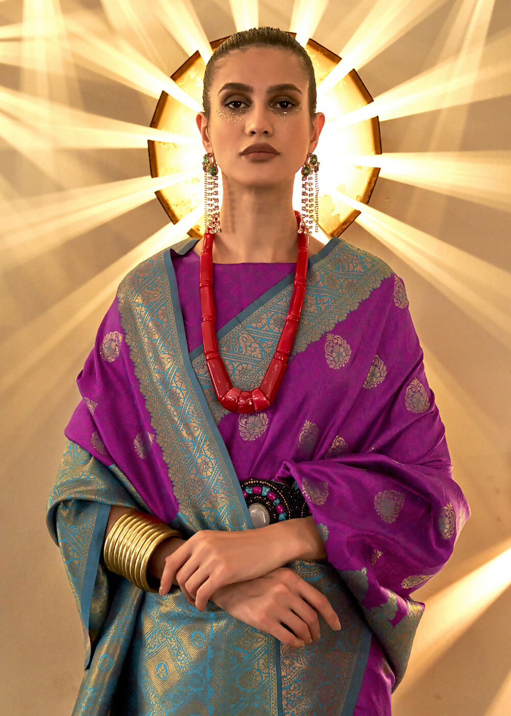 Trendy Weaving Silk Royal Purple Designer Saree - Emponline - Distacart