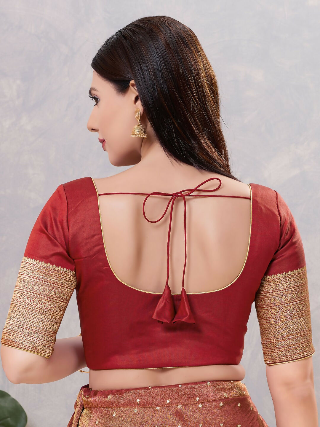Joban Fashion Women Silk DARK-MAROON Stitched Blouse - Distacart