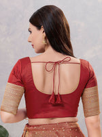 Thumbnail for Joban Fashion Women Silk DARK-MAROON Stitched Blouse - Distacart