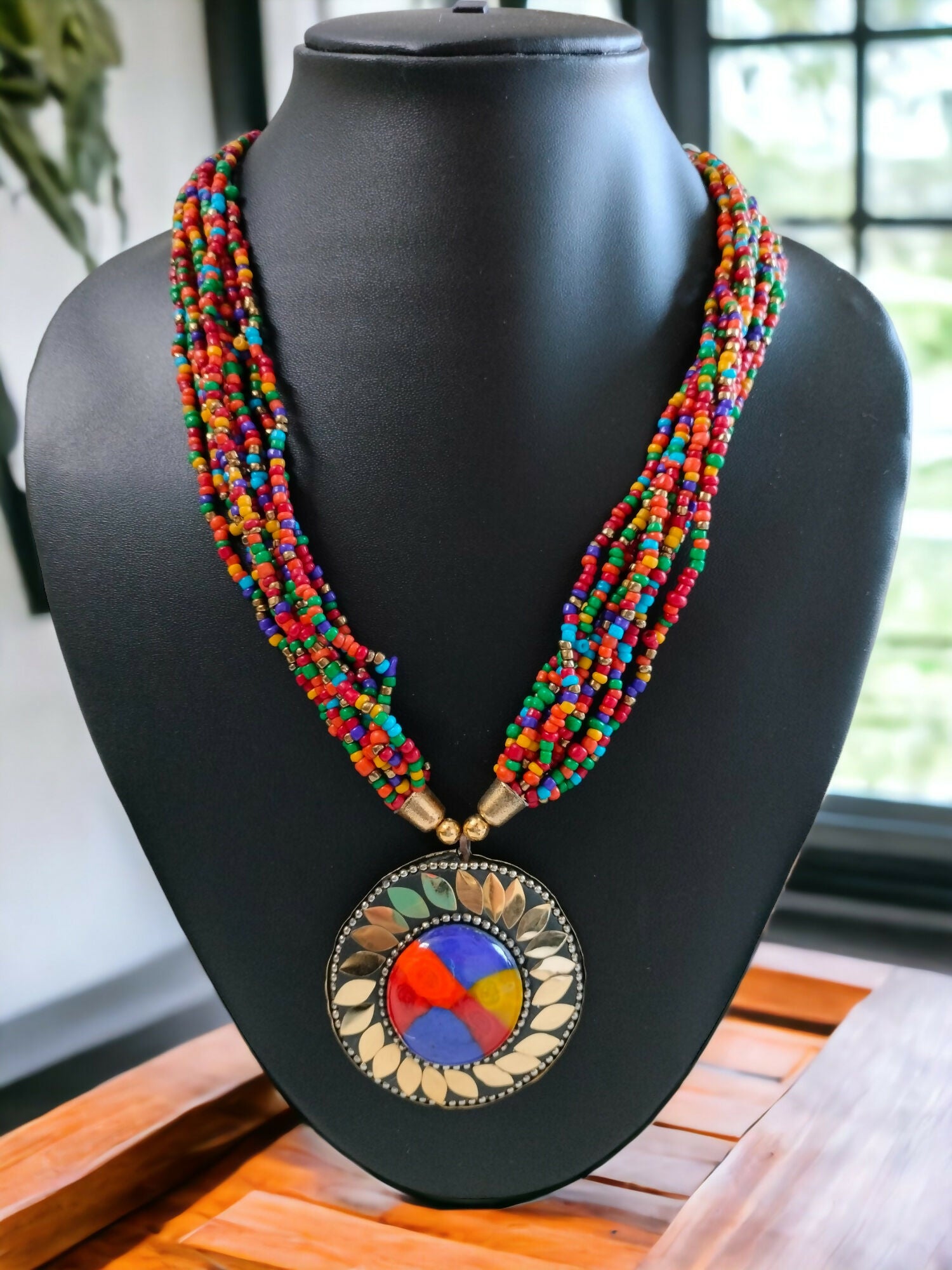 Inhanns Everyday Statement Beaded Pendant Necklace - Multi Colour - Distacart