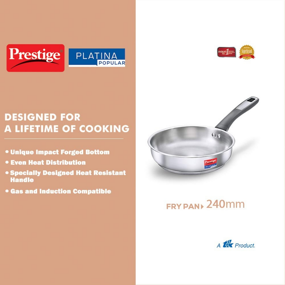 Prestige SS Platina Popular Fry Pan - Silver - Dista