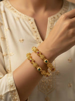 Thumbnail for NVR Women Set of 2 Gold Plated Artificial Stone Bangle - Distacart