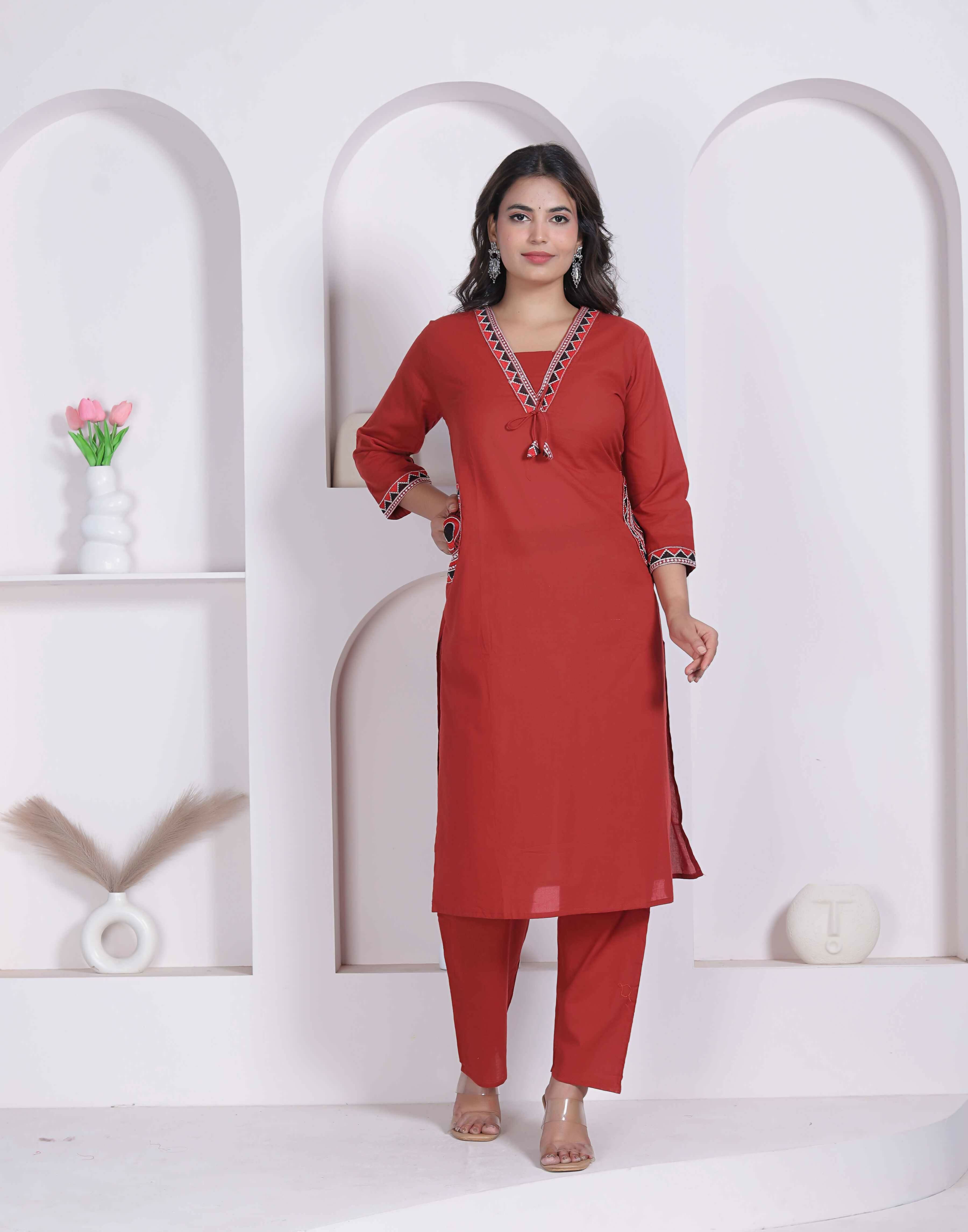 Miravan Womens Brown Straight Kurta Set - Dista