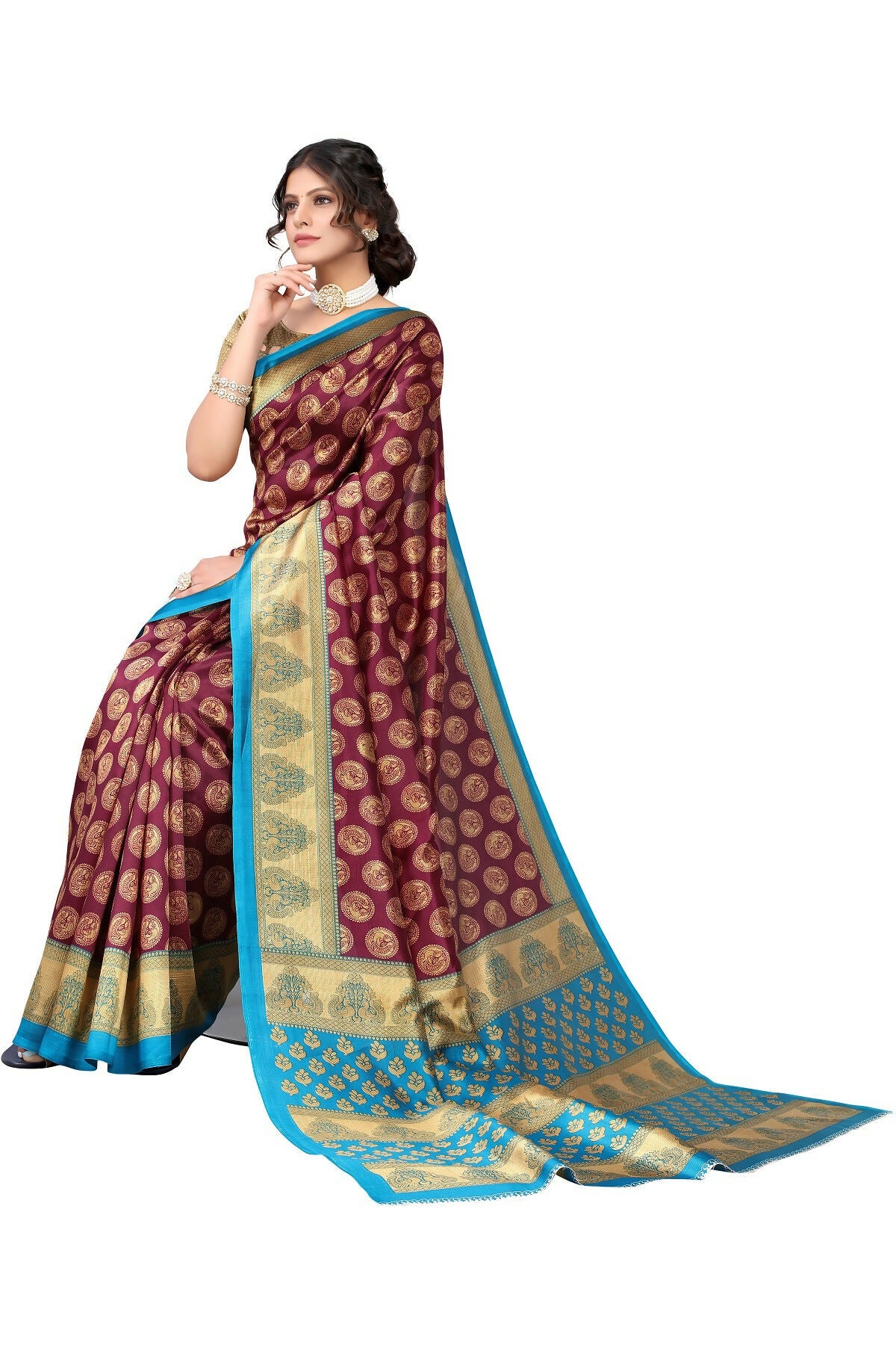 Vamika purple Printed Art Silk Saree - Distacart