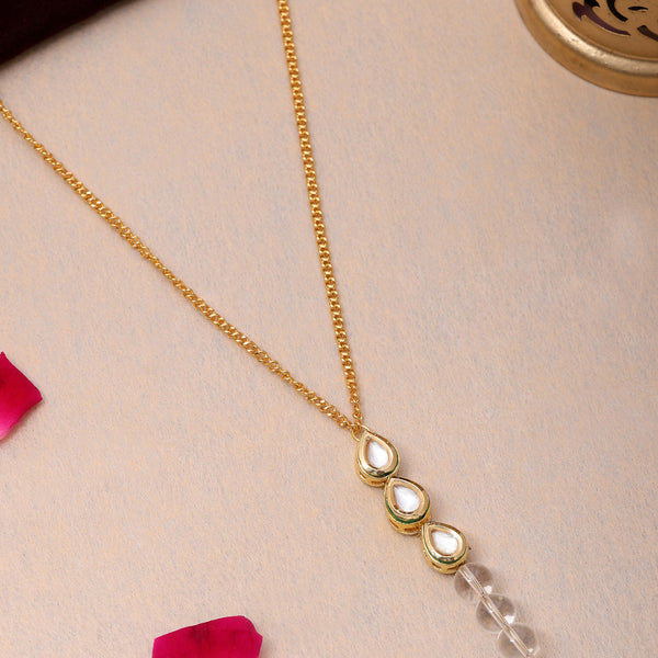 Ruby Raang White Clear Quartz Kundan Necklace