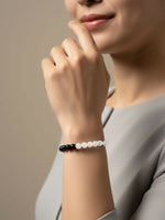 Thumbnail for NVR Unisex Black & White Crystal Beaded Bracelet - Distacart