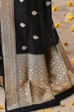 Thumbnail for Joban Fashion Black Pure Katan Pure Handloom Banarasi Silk Saree