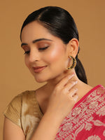 Thumbnail for Nuyug 22K Gold-Plated Stone Studded Crescent Shaped Stud Earrings