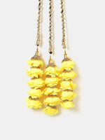 Thumbnail for Ruby Raang Gold Gota Pati Work And Yellow Rosses With Black Thread & Golden Stones - Distacart