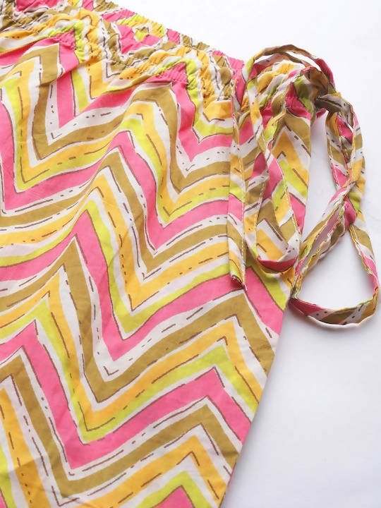 Anubhutee Mustard Yellow & Pink Pure Cotton Printed Night suit - Distacart