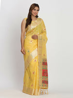 Thumbnail for Astita Linen Cotton Yellow Saree