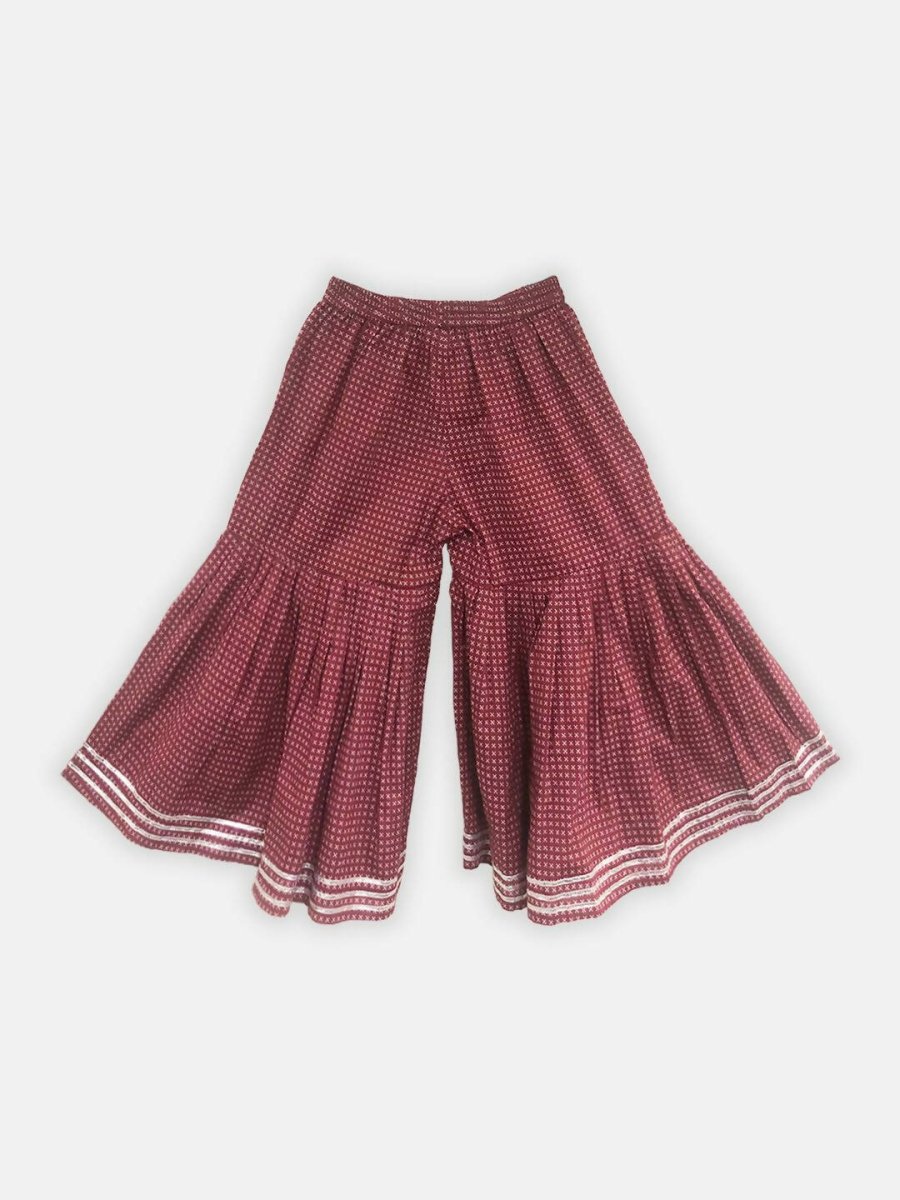 Ahalyaa Maroon Pure Cotton Digital Printed Kids Kurta Sharara Set For Girls - Distacart