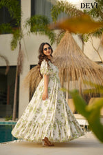 Thumbnail for Aayaa Designer Printed Full Flared Gown - Multi Color - Distacart