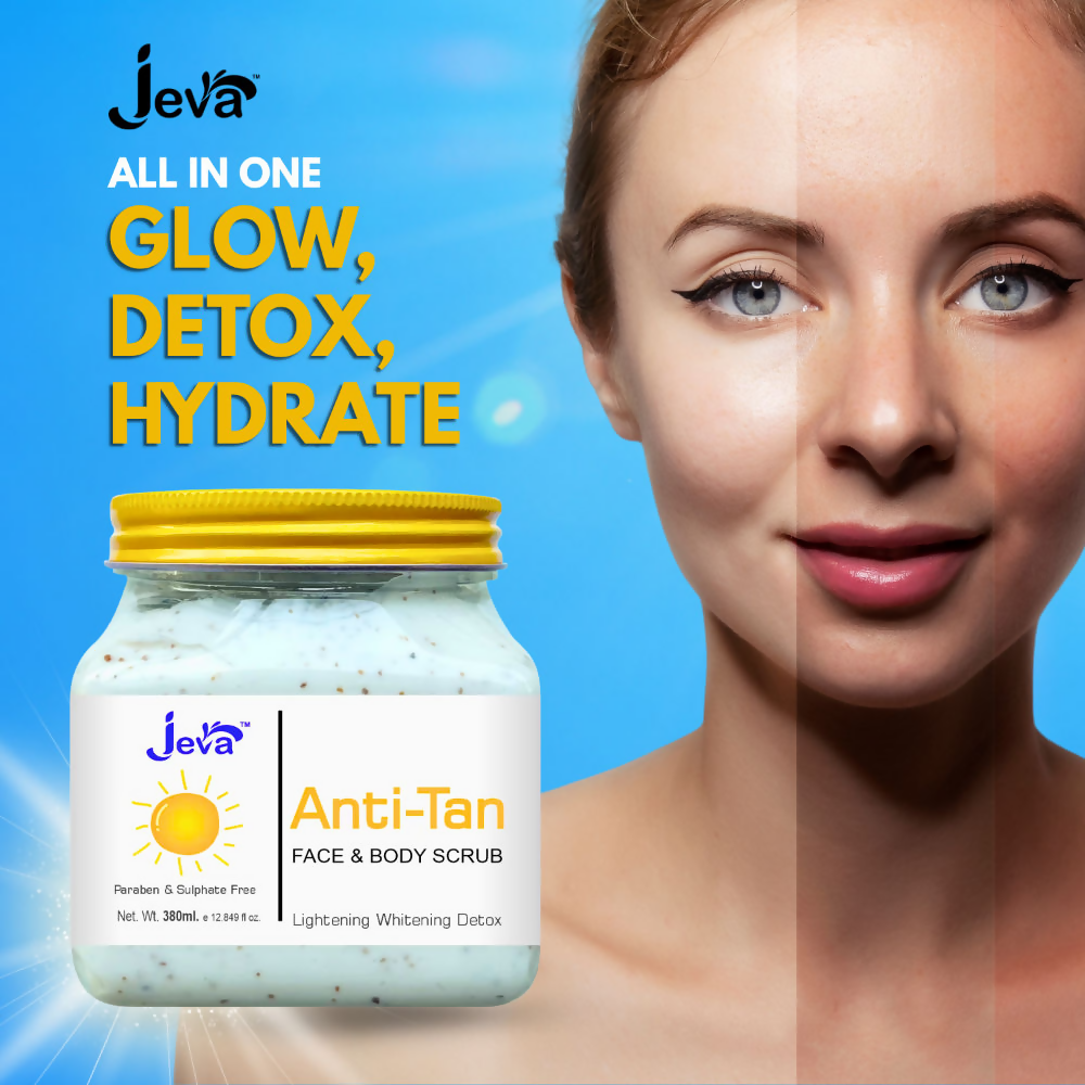 Jeva Anti-Tan Detox Scrub - Skin Brightening & Tan Removal Gel - Dista