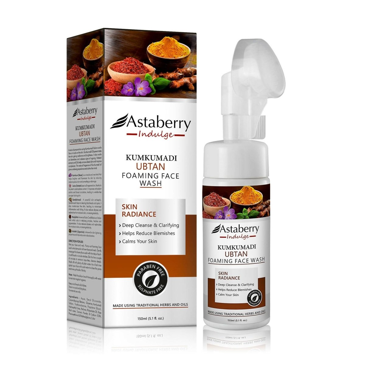 Astaberry Indulge Kumkumadi Ubtan Foaming Face Wash - Distacart