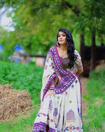 Thumbnail for Preksha Creation Indian Festive Butter Soft Silk With Digital Print And Real Mirror Work Women Lehenga Choli - Purple - Distacart