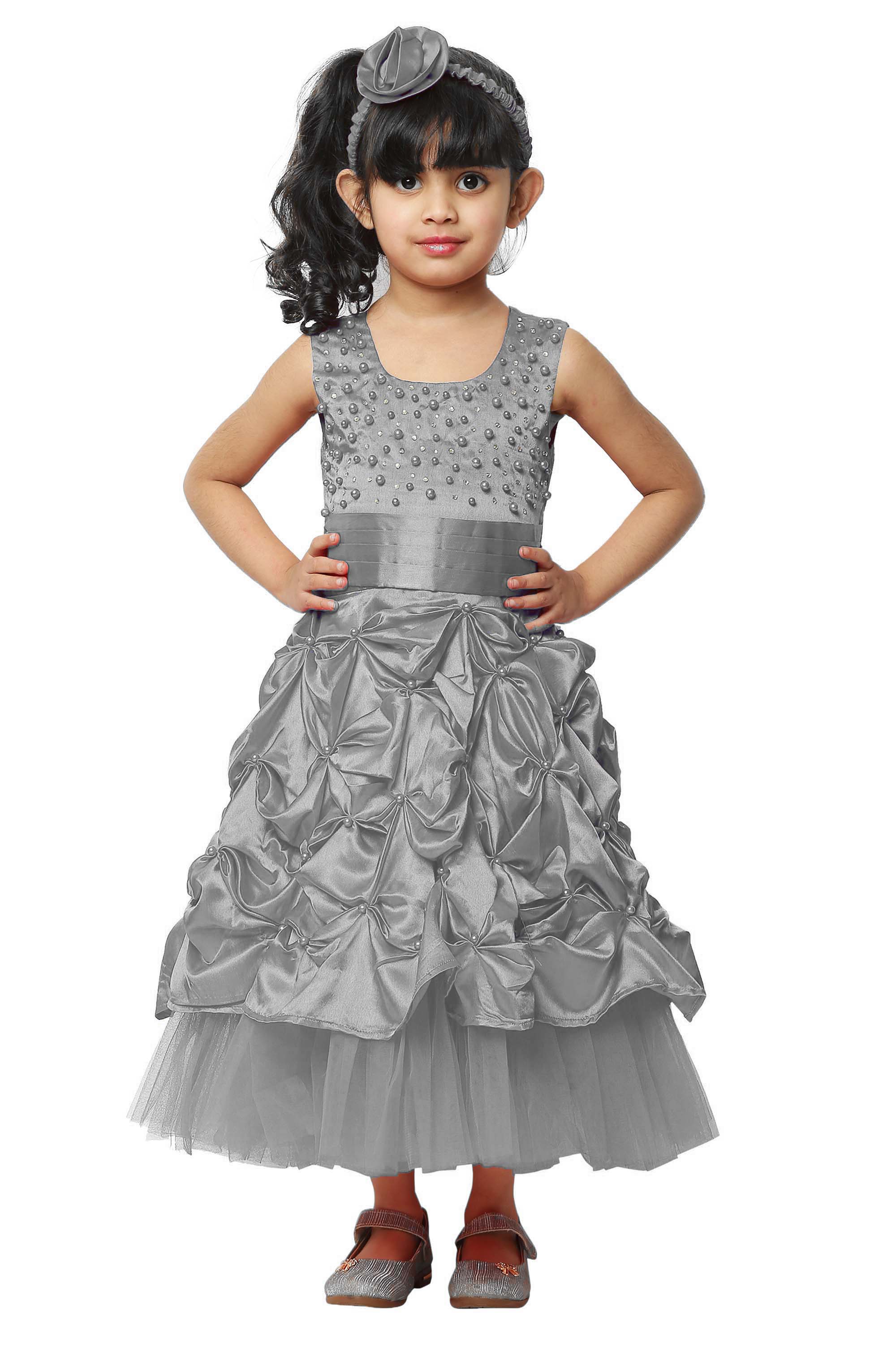 Asmaani Kids Party Wear Stylish Dresses, Perfect for Parties, Functions & Vacations - Grey