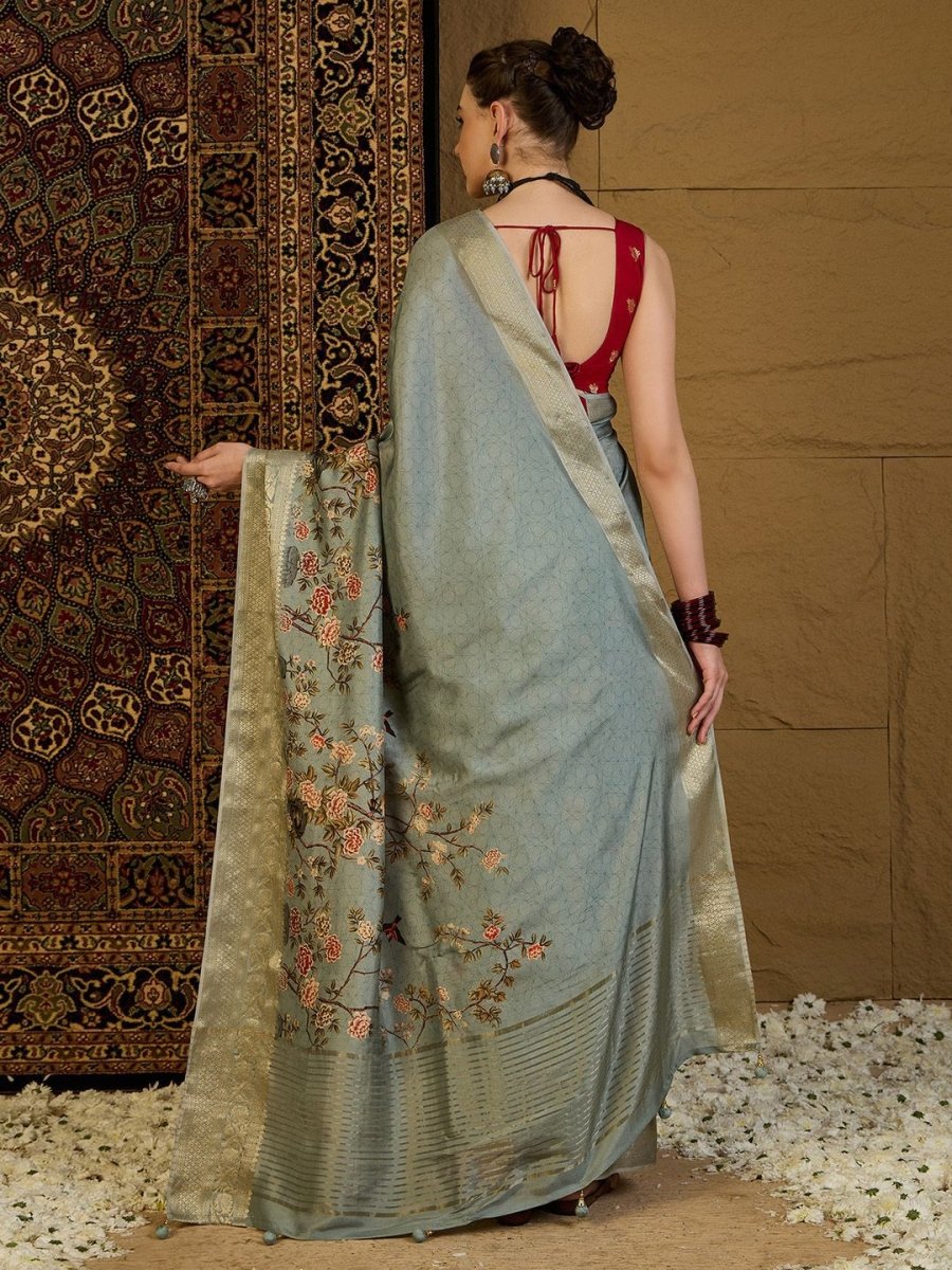 Anouk Floral Zari Silk Blend Sungudi Saree