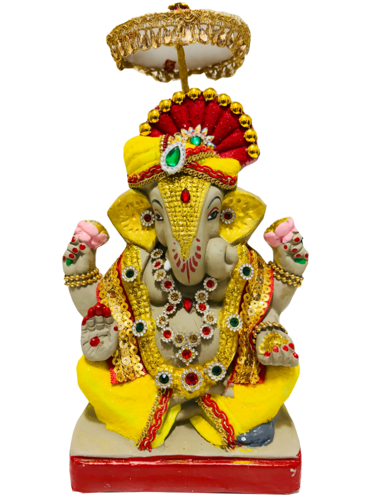 Eco-Friendly Ganesh Idols (Non-Toxic Colors) With Chatri, Akshat & Kumkum - Distacart
