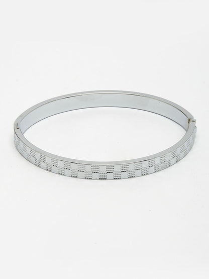 NVR Men's Silver-Plated Stainless Steel Kada Bracelet - Distacart