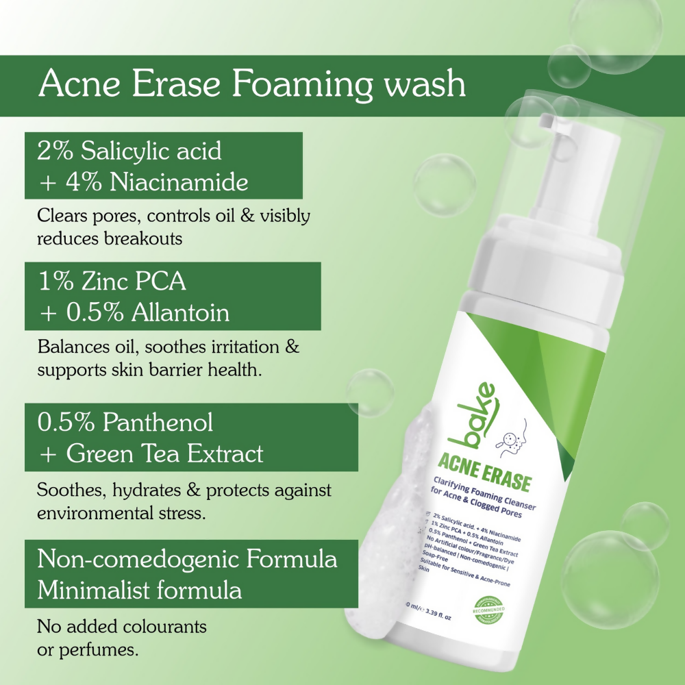 Bake Acne Erase Foaming Face Wash - Distacart