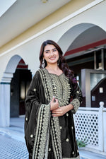 Thumbnail for Teeya Creation Black Color Chinon Silk Heavy Embroidery Work Wedding Wear Sharara - Distacart