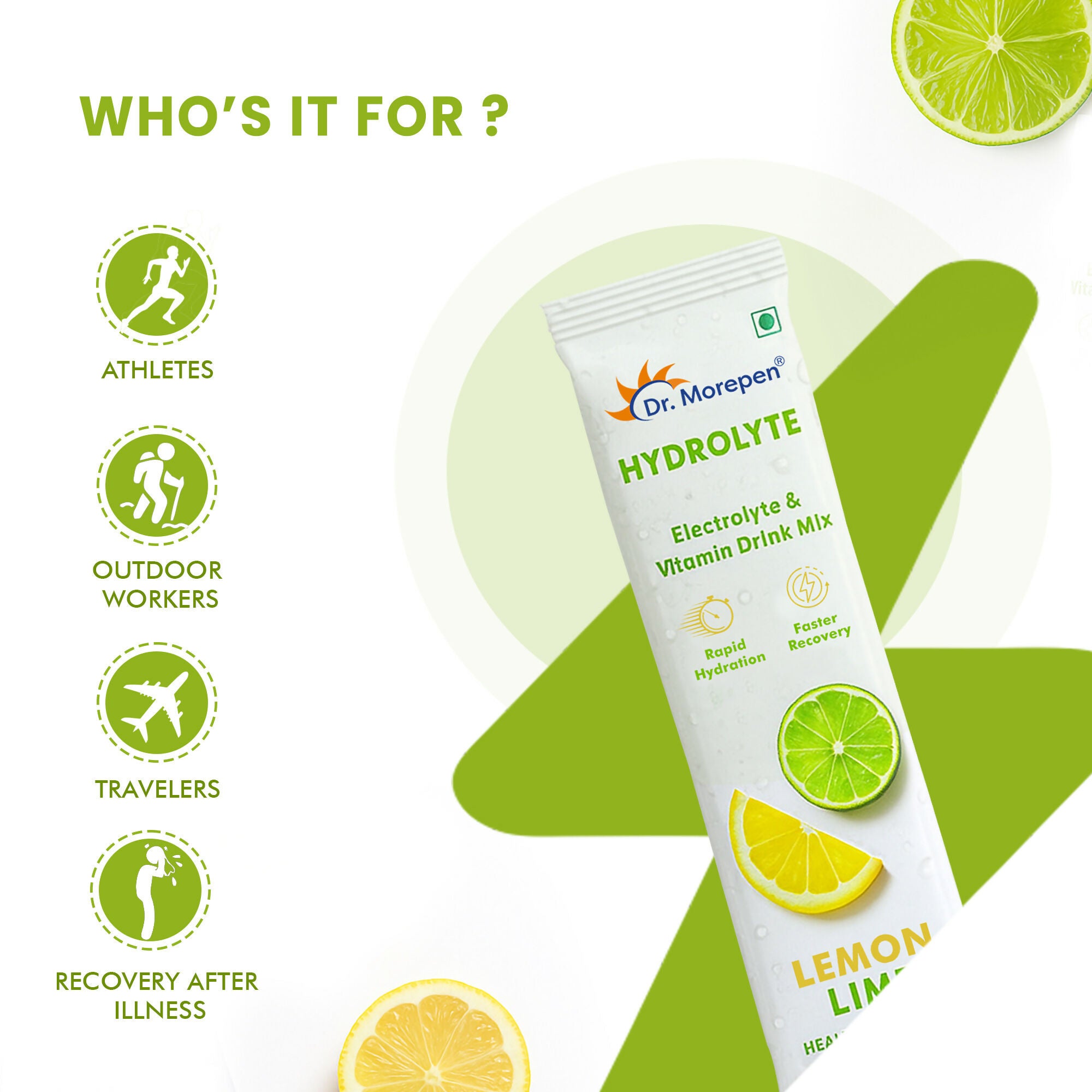 Dr. Morepen Hydrolyte Electrolyte & Vitamin Drink Mix - Lemon Lime - Distacart