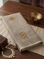 Thumbnail for Shree Shyam Fashion Light Beige Linen Saree - Dista