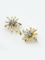 Thumbnail for NVR Women's Set of 2 Silver & Gold Brass-Plated Floral Shape Drop Earrings - Distacart