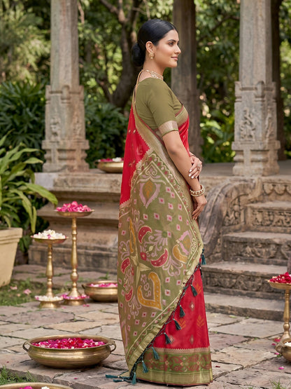 Shree Shyam Fashion Red Soft Silk Saree - Dista