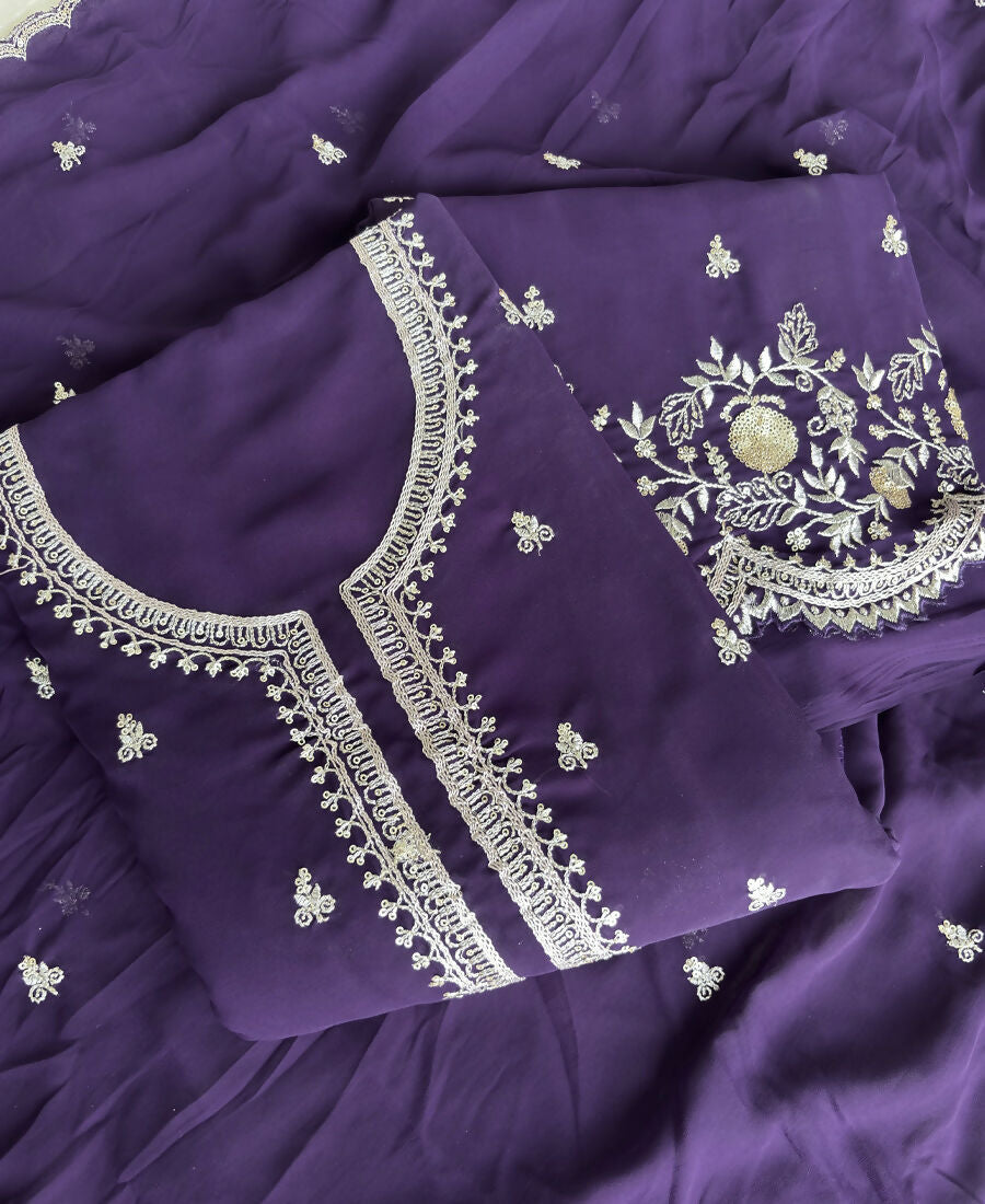 KC Bollywood Style Purple Georgette Suit For Women - Dista