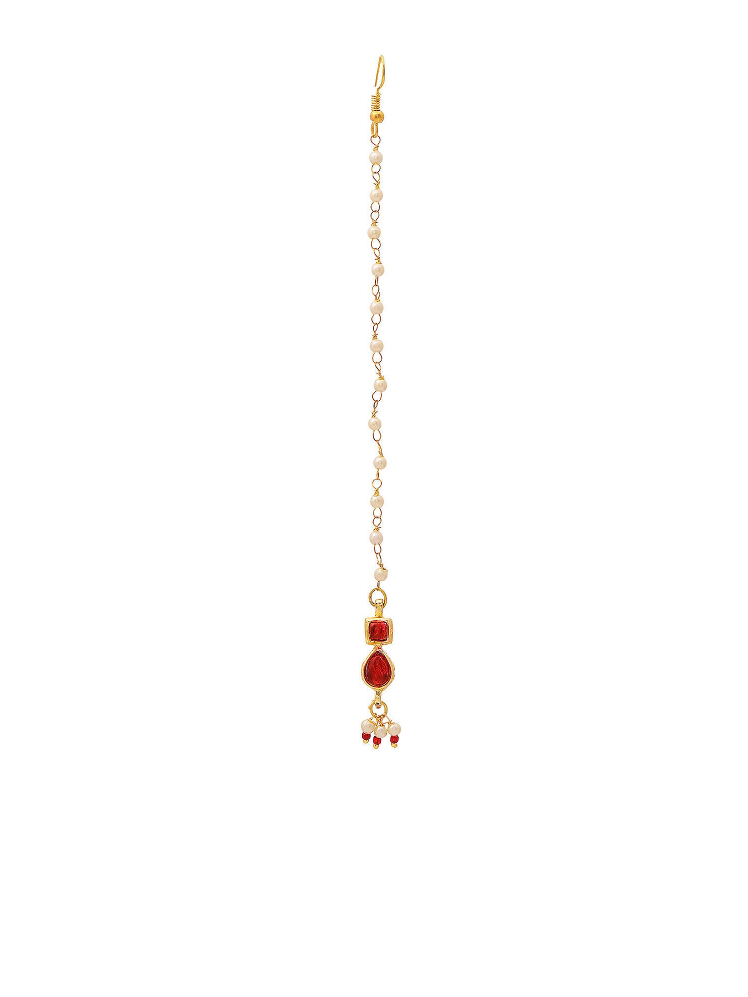 Ruby Raang Red Kundan Maang Tikka