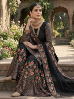 Thumbnail for Teeya Creation Black Fendy Silk Heavy Embroidery Work Party Wear Sharara Suit - Distacart