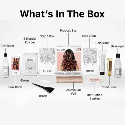 Streax Hair Color Highlighting Kit - Latte Brown - Distacart
