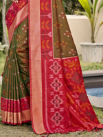 Thumbnail for Astita Pochampalli Silk Brown Saree