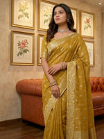 Thumbnail for Shree Shyam Fashion Mustard Tissue Silk Saree - Distacart