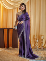 Thumbnail for kasee Beads and Stones Satin Saree - Distacart