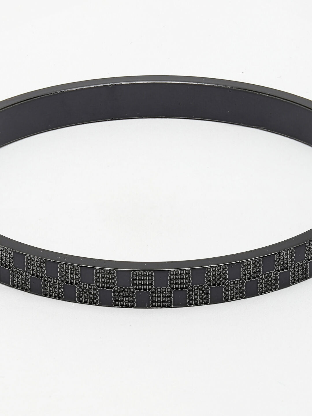 NVR Men's Black Rhodium-Plated Stainless Steel Kada Bracelet - Distacart